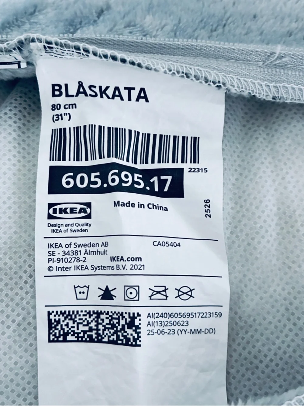 IKEA BLÅSKATA Big Size Cushion – Cylinder Shaped, Light Gray